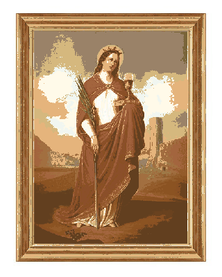 Obraz świętej Barbary w czerwonym stroju